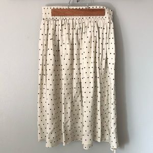 Vintage cream & black polka dot midi skirt